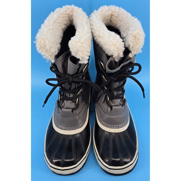 Sorel Carnival Womens Snow Boots Sz 8 Gray Black Canvas Rubber Waterproof Winter - Picture 3 of 8